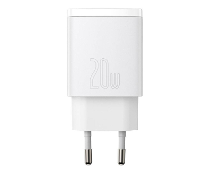 BASEUS sieciowa Compact Quick Charger 1xUSB 1xUSB-C 20W (biała) CCXJ-B02